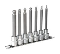 Sealey Hex Ball-End Socket Bit Set 7 Pcs Metric 3/8" Square Drive 100mm AK6212