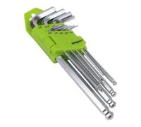 Sealey Hex Key Set Long Ball-End 9 Pieces Imperial 1/16" -3/8" 62.5-177mm S01261