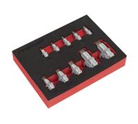 Sealey Hex Socket Bit Set AK6244 - 10pc 1/4", 3/8" & 1/2" Sq Drive - Stubby
