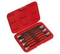 Sealey Hex Socket Bit Set Ak62255 7 pc 3/8" Drive 150mm Metric Extra-Long Reach
