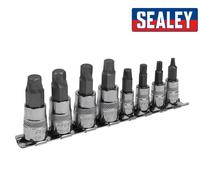 Sealey Hex Socket Bit Set Lock-On™ 8 Pieces 1/4" & 3/8"Sq Drive Metric - AK65600