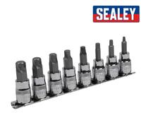Sealey HEX Socket Bit Set on Rail Metric 3mm - 10mm with Lock-On 3/8dr AK65600