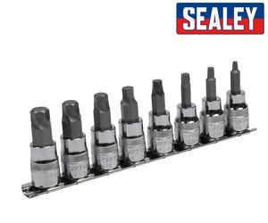 Sealey HEX Socket Bit Set on Rail Metric 3mm - 10mm with Lock-On 3/8dr AK65600