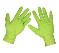 Sealey Diamond Grip Extra-Thick Nitrile Powder-Free Gloves Hi-Vis Green Large Pa