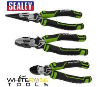 Sealey High Leverage Pliers Set 3pc Long Nose Combination Side Cutting Plier