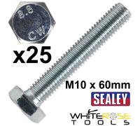 Sealey High Tensile Set Screw Screws M10 x 60mm 8.8 Grade Zinc Steel 25 Pack
