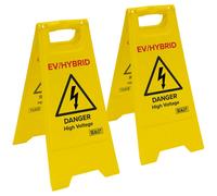 Sealey Hybrid/EV Floor Warning Signs - Pack of 2, 620 x 300mm, PP Material - EV19