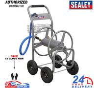 Sealey HRCHD Heavy Duty Water Hose Reel Cart Workshop Use With 1x Glove Pair