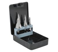 Sealey AK4749 3pc Spiral Flute HSS 4341 Step Drill Bit Set