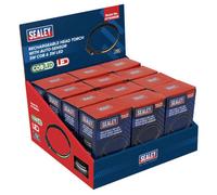 Sealey Ht104Rdb Rechargeable Head Torch With Auto-Sensor 5W Cob & 3W Led - Display Box Of 12