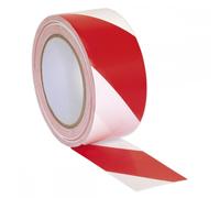 Sealey Adhesive Hazard Warning Tape Red / White 50mm 33m