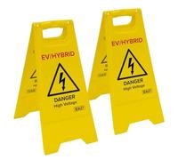 Sealey Hybrid/EV Floor Warning Signs - Pack of 2, 620 x 300mm, PP Material - EV19