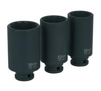 Sealey Impact Hub Nut Socket Set 3Pc 12-Point 1/2"sq Drive Sx051