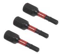 Sealey Impact Power Tool Hexagon Screwdriver Bits Hex 3mm 25mm Pack of 3