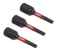 Sealey Impact Power Tool Hexagon Screwdriver Bits AK8210 - 2.5mm x 25mm - Pack of 3