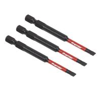Sealey Impact Power Tool Slotted Screwdriver Bits 4.5mm 75mm Pack of 3