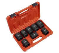 Sealey Impact Socket Set 8pc 1in Drive Metric WallDrive 24 to 41mm Case AK889M