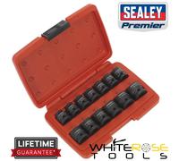 Sealey Impact Socket Set Low Profile 10-24mm WallDrive 13pc 1/2" Drive Premier