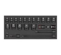 Sealey Impact Socket Set & Tool Tray 1/2"D 22pc 10 to 32mm Extension Bars TBT46
