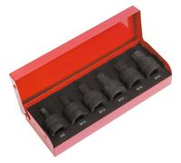 Sealey Impact Spline Socket Bit Set 6Pc 1/2"sq Drive Ak5608