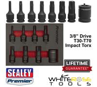 Sealey Impact Torx Trx-Star Socket Bit Set 8pc 3/8" Dr T30-T70 EVA Storage Tray