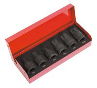 Sealey Impact Trx-Star Socket Bit Set 6 Pieces 1/2" Square Drive Black Ak5607
