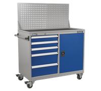 Sealey Industrial Mobile Work Station 5 Drawers 1 Shelf Locker Tool Box API1103A