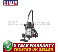 Sealey Industrial Vacuum Cleaner Stainless Drum Auto Start 20L 1400W/230V