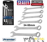 Sealey Jumbo Combination Spanner Set 6pc Metric 34-50mm Open End Ring Wrench