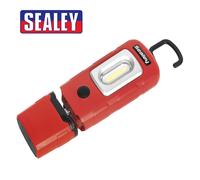 Sealey Rechargeable Inspection Lamp 3W COB LED + LED Torch Li-Po Battery - RED