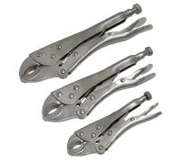 Sealey Locking Pliers Set Steel Jaws With Bright Nickel-Plate Finish 3pc S0463