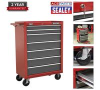 Rollcab 7 Drawer with Ball-Bearing Slides - Red/Grey