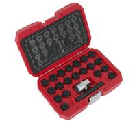 Sealey Locking Wheel Nut Key Set 1/2" Square Drive Socket 22Pc Fits Vw Audi Group Sx220