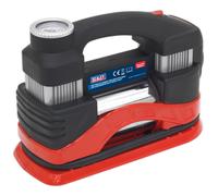 Sealey MAC03 Tyre Inflator/Mini Air Compressor with Work Light Twin Cylinder 12V