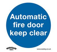 Sealey Mandatory Safe Sign Automatic Fire Door Keep Clear Self-Adhesive Ss3V1