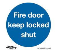Sealey SS4V10 Mandatory Safety Sign - Fire Door Keep Locked Shut - Self-Adhesive Vinyl - Pack Of 10