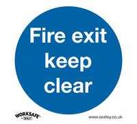 Sealey Self Adhesive Vinyl Fire Exit Keep Clear Sign Pack of 10 200mm 200mm Standard