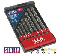 Sealey Masonry Drill Bit Set 3-10mm Tungsten Carbide Tipped Brick Concrete 8pc