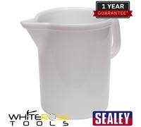Sealey Measuring Jug 5 Litre Easy To Read Opaque Polythene Garage Fuel