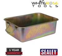Sealey Metal Drain Pan 16L Oil Cleaning Storage Garage Mechanic Workshop