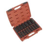 Sealey Metric Impact Socket Set 16pc 1/2"Sq Drive Deep Boxed AK5816M