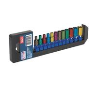 Sealey Metric Multi Coloured Socket Set 12pc 1/4"Sq Drive 6pt Standard AK282