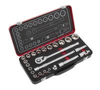 Sealey Metric Socket Set 1/2"D 24pc Single Hex Standard Length AK7924