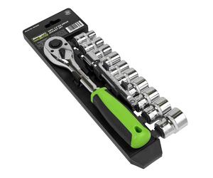 Sealey Metric Socket Set 12pc 1/2"D Chrome Single Hex On A Storage Rack S01244