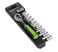 Sealey Metric Socket Set 12pc 1/4"D Chrome Single Hex On A Storage Rack S01240