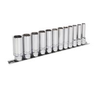 Sealey Metric Socket Set 12pc 3/8"Sq Drive Deep Lock On 6pt Chrome AK2744