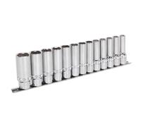 Sealey Metric Socket Set 13pc 1/2"Sq Drive Deep Lock On 6pt AK2745