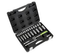 Sealey Metric Socket Set 28pc 3/8"Sq Drive 6pt Deep And Standard Length S01236