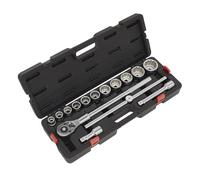 Sealey Metric Socket Set 3/4"D 12 point WallDrive 15pc Standard Length AK2583