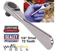 Sealey Micro Ratchet Wrench Handle 1/4" Drive Stainless Steel 72 Tooth Premier